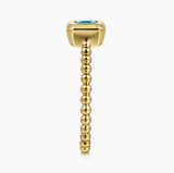 Gabriel & Co 14K Yellow Gold Emerald Cut Blue Topaz Bujukan Promise Ring