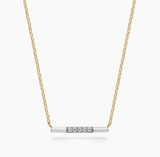 Gabriel & Co 14K Yellow Gold Diamond Bar Necklace with White Enamel