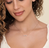 Gabriel & Co 14K Yellow Gold Diamond Bar Necklace with White Enamel
