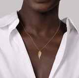 Gabriel & Co 14K Yellow Gold Diamond Wing Pendant Necklace
