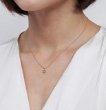 Gabriel & Co Floral Pendant Necklace Floral 14K Yellow Gold White Sapphire