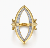 Gabriel & Co Bujukan Bold - 14K Yellow Gold Bujukan and Diamond Marquise Ladies Ring