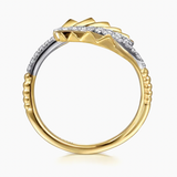 Gabriel & Co 14K White Yellow Gold Diamond and Diamond Cut Bypass Ring
