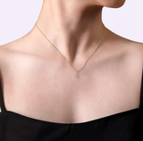 Gabriel & Co 14K Yellow Gold Diamond Teardrop Pendant Necklace-Bujukan