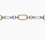 Gabriel & Co 14K Yellow Gold and 925 Sterling Silver Hollow Link Chain Bracelet