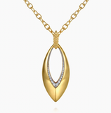 Gabriel & Co Bujukan Bold 14K Yellow Gold and Diamond Marquise Pendant Necklace