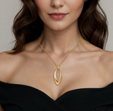 Gabriel & Co Bujukan Bold 14K Yellow Gold and Diamond Marquise Pendant Necklace
