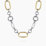 Gabriel & Co 14K Yellow Gold 925 Sterling Silver Bujukan Link Chain Necklace