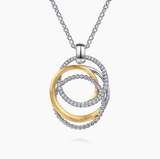Gabriel & Co 14K Yellow Gold and 925 Sterling Silver Bujukan Multi Round Link Pendant Necklace