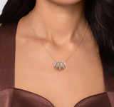 Gabriel & Co 14K White Yellow Gold Bujukan Diamond Multi Row Pendant Necklace