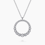 Gabriel & Co 14K White Gold Diamond Graduating Circle Pendant Necklace