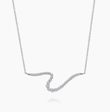 Gabriel & Co 14K White Gold Diamond Wave Bar Necklace