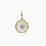 Gabriel & Co 14K Yellow Gold Diamond Mother of Pearl Medallion Pendant