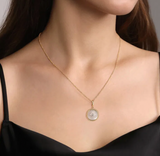 Gabriel & Co 14K Yellow Gold Diamond Mother of Pearl Medallion Pendant