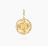 Gabriel & Co 14K Yellow Gold Diamond Initial M Medallion Pendant With Detachable Bail
