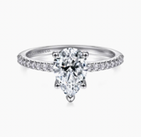 Gabriel & Co Amata 14K White Gold Pear Shape Diamond Engagement Ring
