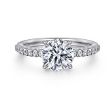 Gabriel & Co 14k White Gold Round Diamond with Diamond Band
