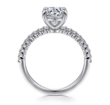 Gabriel & Co 14k White Gold Round Diamond with Diamond Band