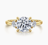 Gabriel & Co Adeline 14K Yellow Gold Round Three Stone Diamond Engagement Ring