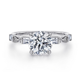 Gabriel & Co 14k White Gold Round Diamond with Baguette Diamonds