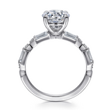 Gabriel & Co 14k White Gold Round Diamond with Baguette Diamonds