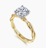 Gabriel & Co Emersin 14K White-Yellow Gold Twisted Round Diamond Engagement Ring