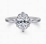 Gabriel & Co Blaise 14K White Gold 6 Prong Oval Three Stone Diamond Engagement Ring