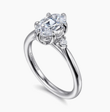 Gabriel & Co Blaise 14K White Gold 6 Prong Oval Three Stone Diamond Engagement Ring
