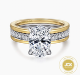 Gabriel & Co Feah 14K Yellow-White Gold Wide Band Oval Diamond Engagement Ring
