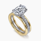 Gabriel & Co Feah 14K Yellow-White Gold Wide Band Oval Diamond Engagement Ring