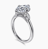 Gabriel & Co Charli 14K White Gold Oval Three Stone Diamond Engagement Ring