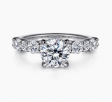 Gabriel & Co Peak 14K White Gold Round Diamond Engagement Ring