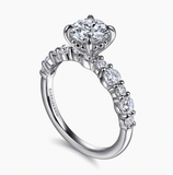 Gabriel & Co Peak 14K White Gold Round Diamond Engagement Ring