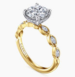Gabriel & Co Claudia 14K White-Yellow Gold Round Diamond Engagement Ring