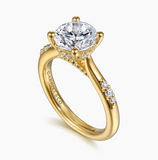 Gabriel & Co Carroline  14K Yellow Gold Round Diamond Engagement Ring