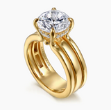Gabriel & Co Giova 14K Yellow Gold Round Diamond Engagement Ring