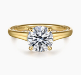Gabriel & Co Rosey 14K Yellow Gold Round Diamond Engagement Ring