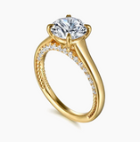 Gabriel & Co Rosey 14K Yellow Gold Round Diamond Engagement Ring