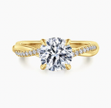 Gabriel & Co Campana 14K Yellow Gold Round Twisted Diamond Engagement Ring