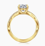 Gabriel & Co Campana 14K Yellow Gold Round Twisted Diamond Engagement Ring