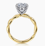 Gabriel & Co Emersin 14K White-Yellow Gold Twisted Round Diamond Engagement Ring
