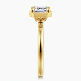 Gabriel & Co Linen 14K Yellow Gold East West and Bezel Prong Emerald Cut Diamond Engagement Ring