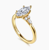 Gabriel & Co Arletta 14K Yellow Gold 6 Prong Marquise Shape Diamond Engagement Ring