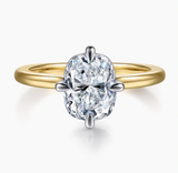 Gabriel & Co Lou 14K White-Yellow Gold Elongated Cushion Compass Prong Solitaire Diamond Engagement Ring