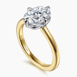 Gabriel & Co Lou 14K White-Yellow Gold Elongated Cushion Compass Prong Solitaire Diamond Engagement Ring