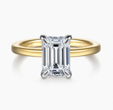 Gabriel & Co Austria 14K White-Yellow Gold Emerald Cut Solitaire Diamond Engagement Ring