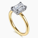 Gabriel & Co Austria 14K White-Yellow Gold Emerald Cut Solitaire Diamond Engagement Ring