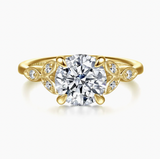 Gabriel & Co Brigida Vintage Inspired 14K Yellow Gold Round Diamond Engagement Ring
