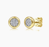 Gabriel & Co 14K Yellow-White Gold Round Bezel Set Diamond Pave Stud Earrings EG14094M45JJ