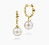 Gabriel & Co 14K Yellow Gold Pearls Drop Huggie Earrings-Bujukan EG14162Y4JPL